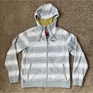 Sims Snowboard Hoodie Men’s L White Green Stripe Full Zip Sweatshirt Jacket Y2K